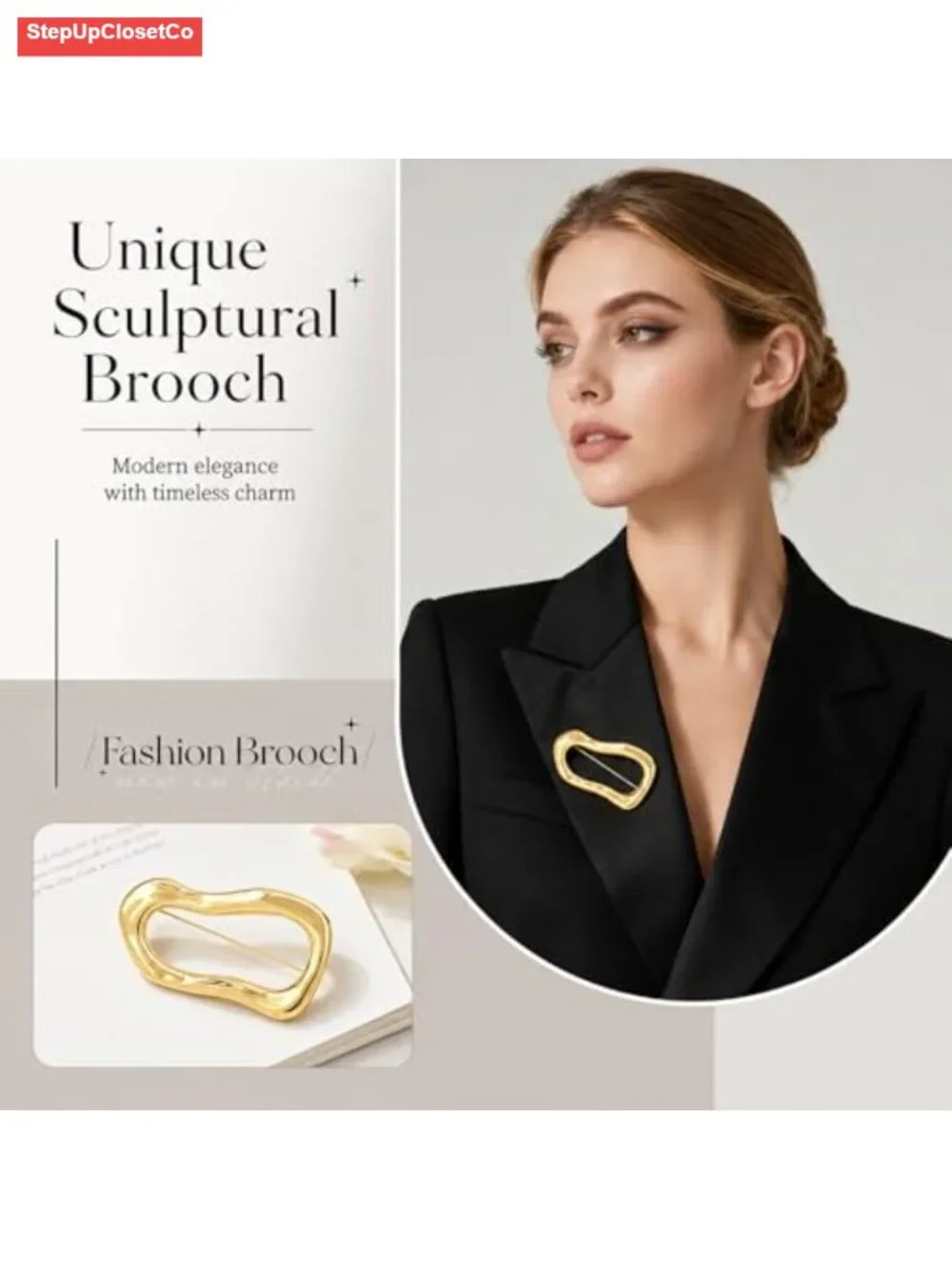 Chunky Spiral Brooch for Women Statement Pin